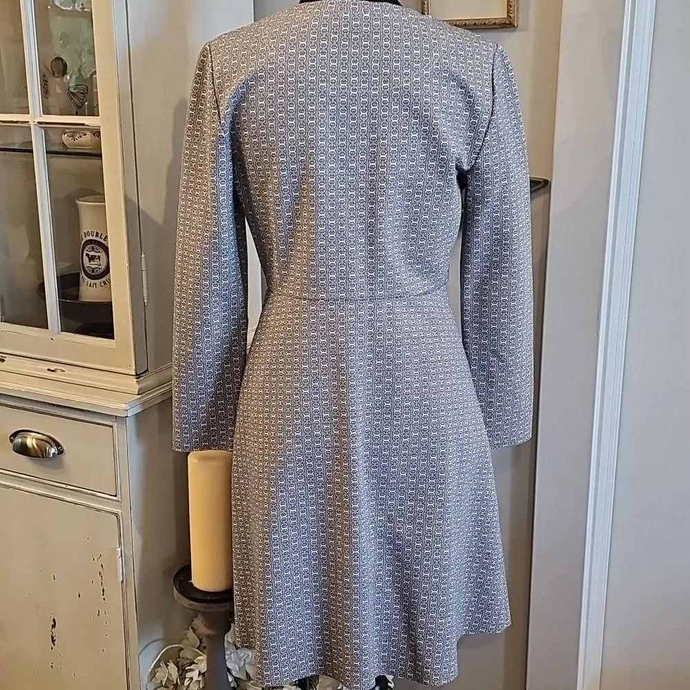 TORY‎ BURCH Corinne Ponte Knit Dress Navy Chain Print Size Small